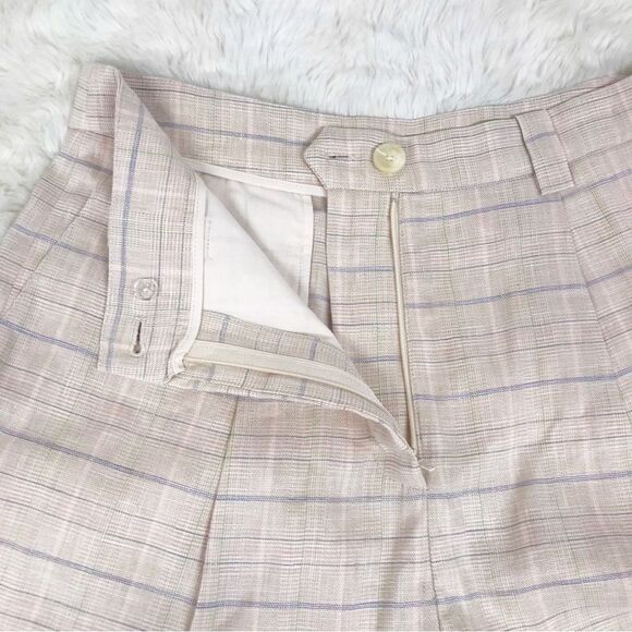RAILS Ilena Linen Trouser Shorts High Waist‎ Sand Check Cream Plaid Size 12 New - Picture 8 of 16